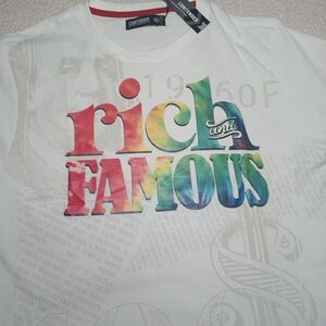 Men’s Graphic T Shirt 2XL White Rainbow Streetwear Statement Tee